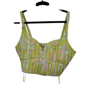 NWT Zara Floral Pleated Crop Top, S